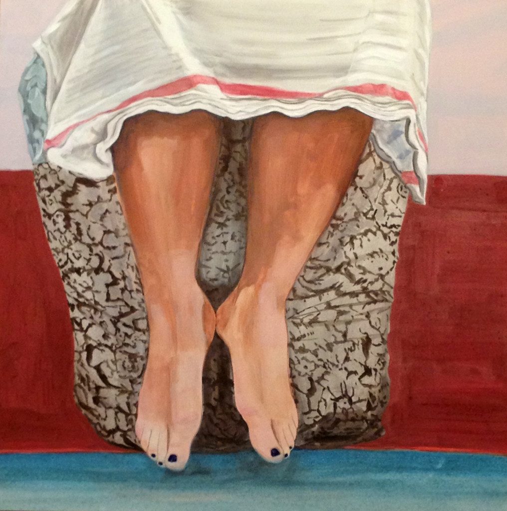 i wash my feet for you, gouache and gum arabic on panel, 15x15"