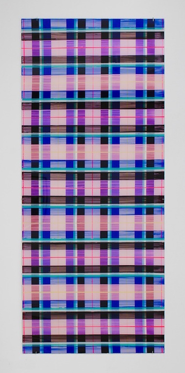 Plaid , 2013, acrylic on acrylic, 18x42" 